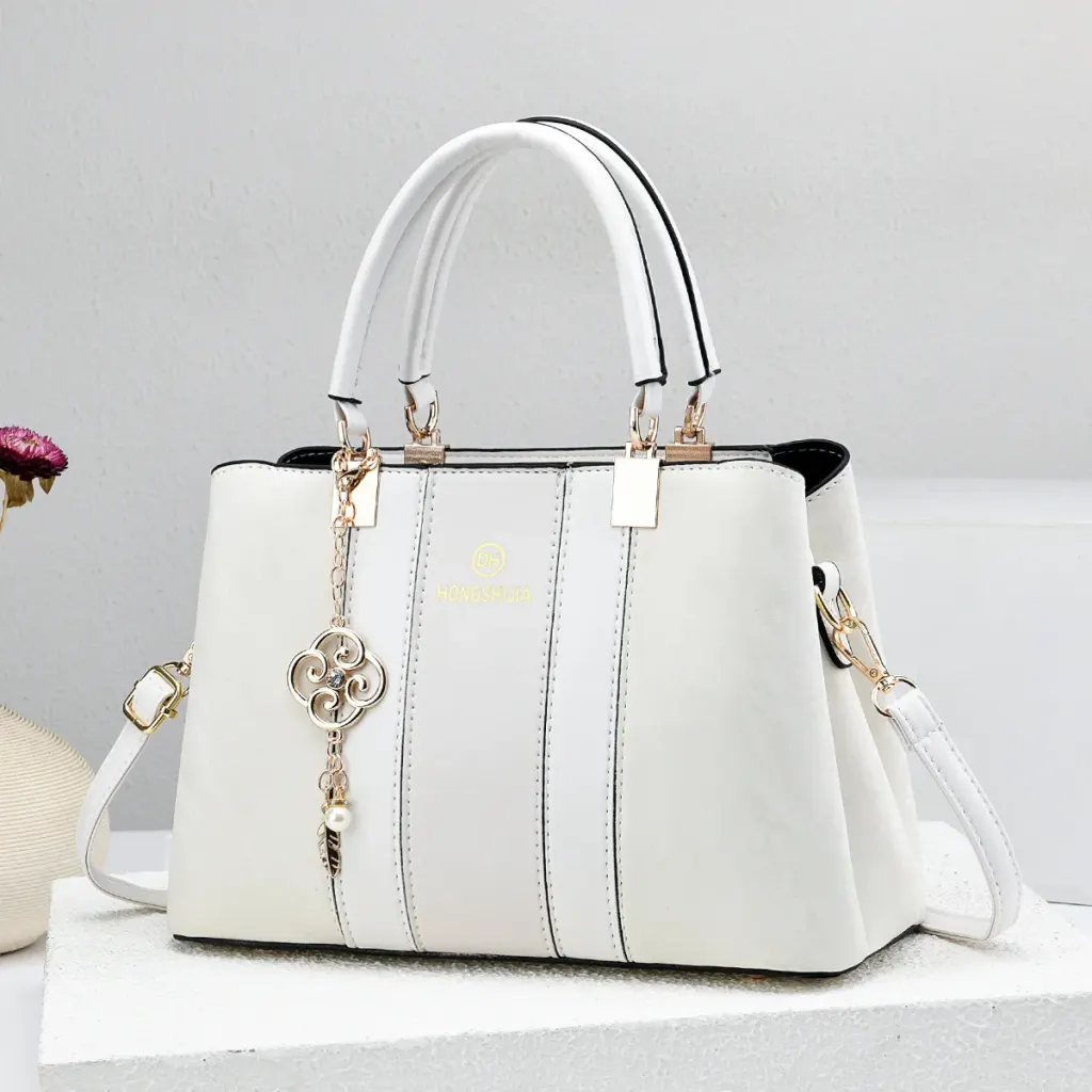 Women’s Square Splicing Handbag In PU Leather With Sewing Thread Detail, Top Handle Style For 2026 Spring And Summer