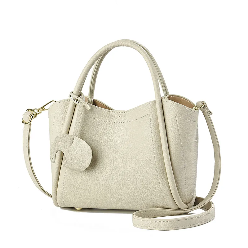 Solid Color PU Leather Bucket Handbag For Women With Top Handle, Stylish And Practical