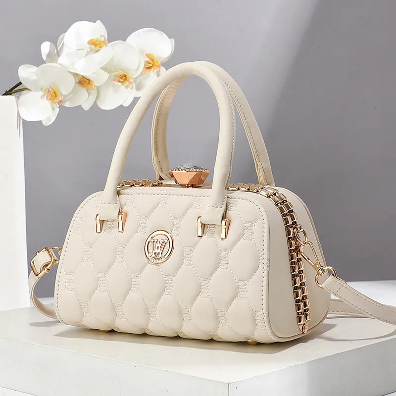 Square Boston Bag For Women In PU Material Featuring Embroidery With Single Shoulder Strap Main image