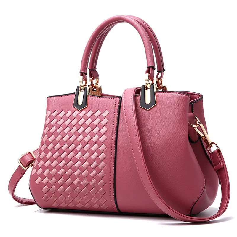 Woven-Pattern Vegan Leather Crossbody Bag