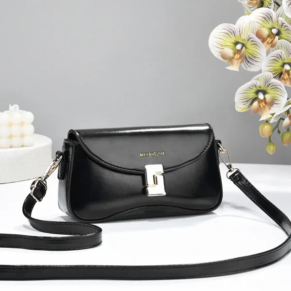 Square PU Leather Crossbody Bag For Women With Sewing Thread Detail, Single Shoulder Strap