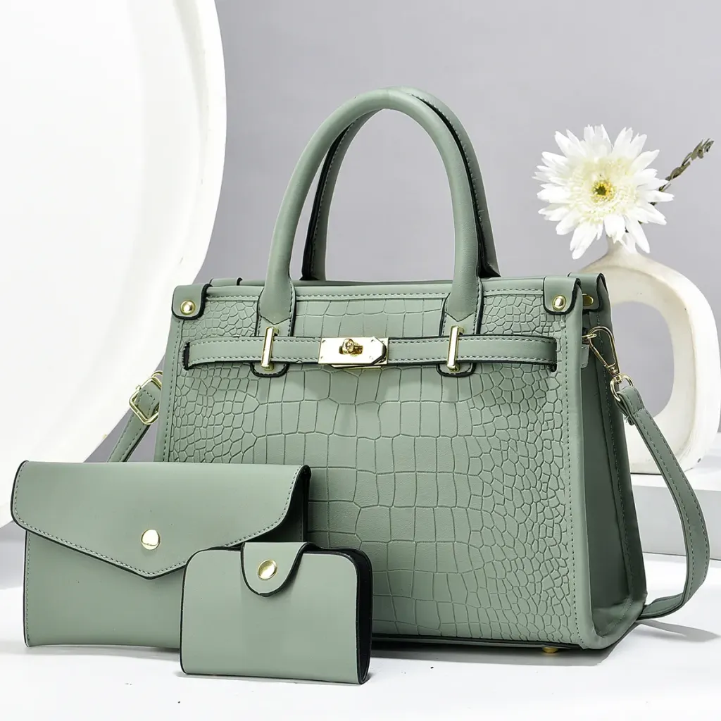 Medium Square PU Shoulder Bag With Zipper Closure And Double Shoulder Straps, Polyester Lining Ladies Handbag