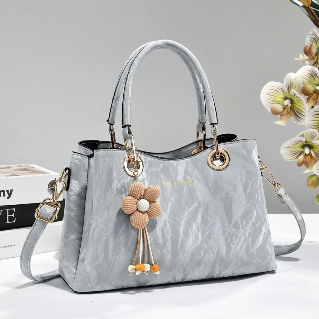 Square PU Leather Tote Bag For Women With Sewing Thread Detail And Top Handle
