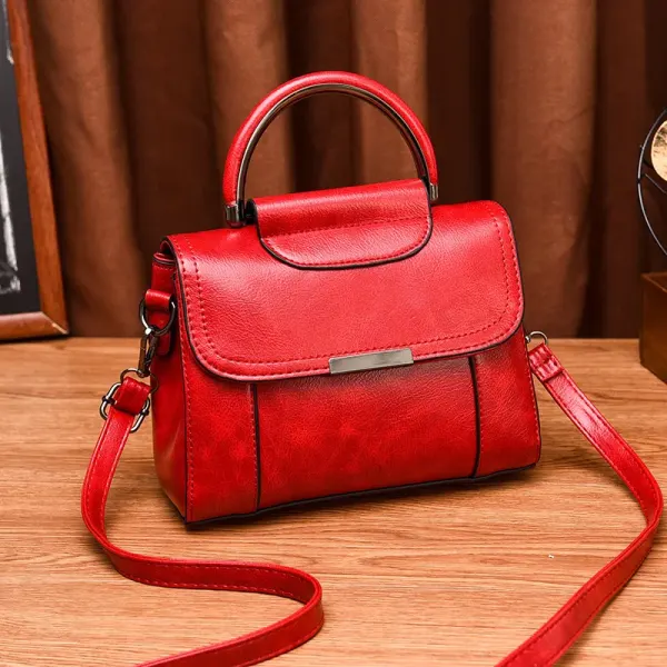 Solid Color Medium Square Women PU Leather Shoulder Bag With Flip Cover In Vintage European And American Style