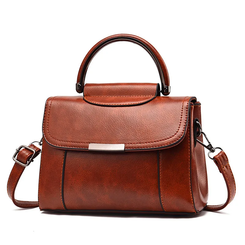 Solid Color Medium Square Women PU Leather Shoulder Bag With Flip Cover In Vintage European And American Style