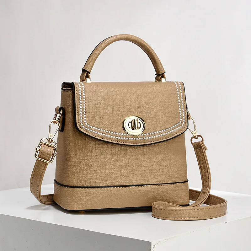 Color Block Small Square PU Leather Shoulder Bag For Women With Basic Style And Flip Cover Closure
