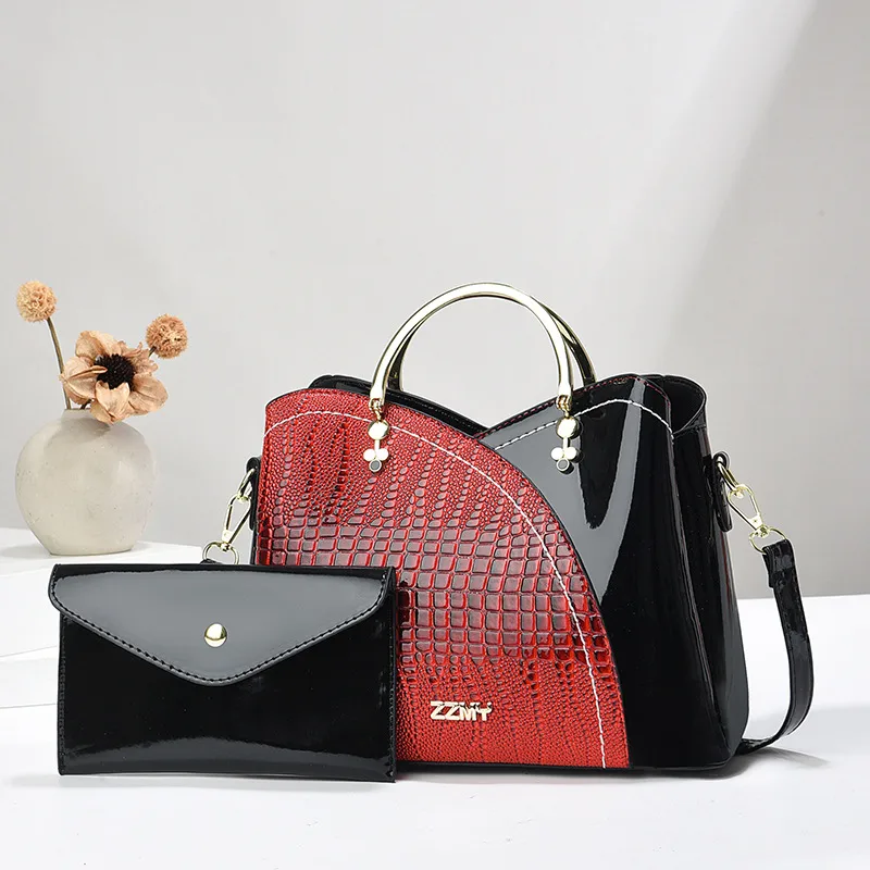Square PU Leather Bag Set For Women Featuring Crocodile Pattern And Top Handle