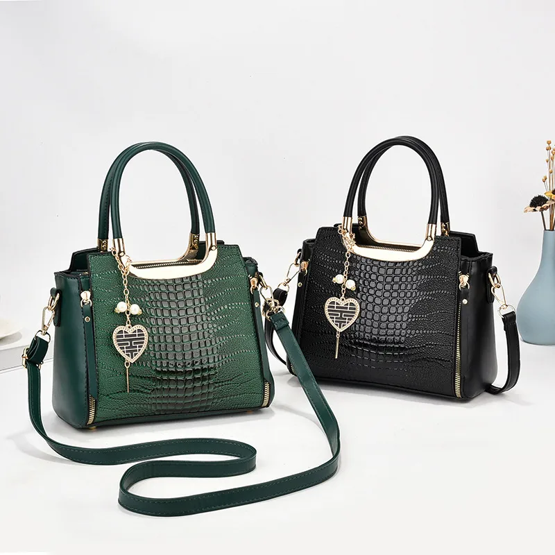 Square PU Crocodile Pattern Ladies Handbag With Single Shoulder Strap