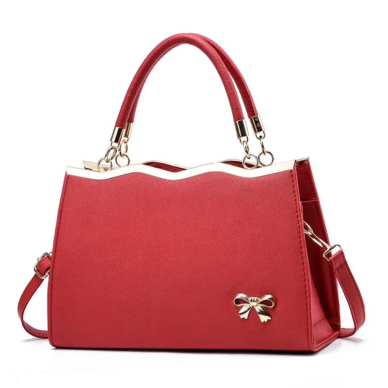 Large Color Block Basic Top Handle Bag For Women In PU Leather With Zipper Closure