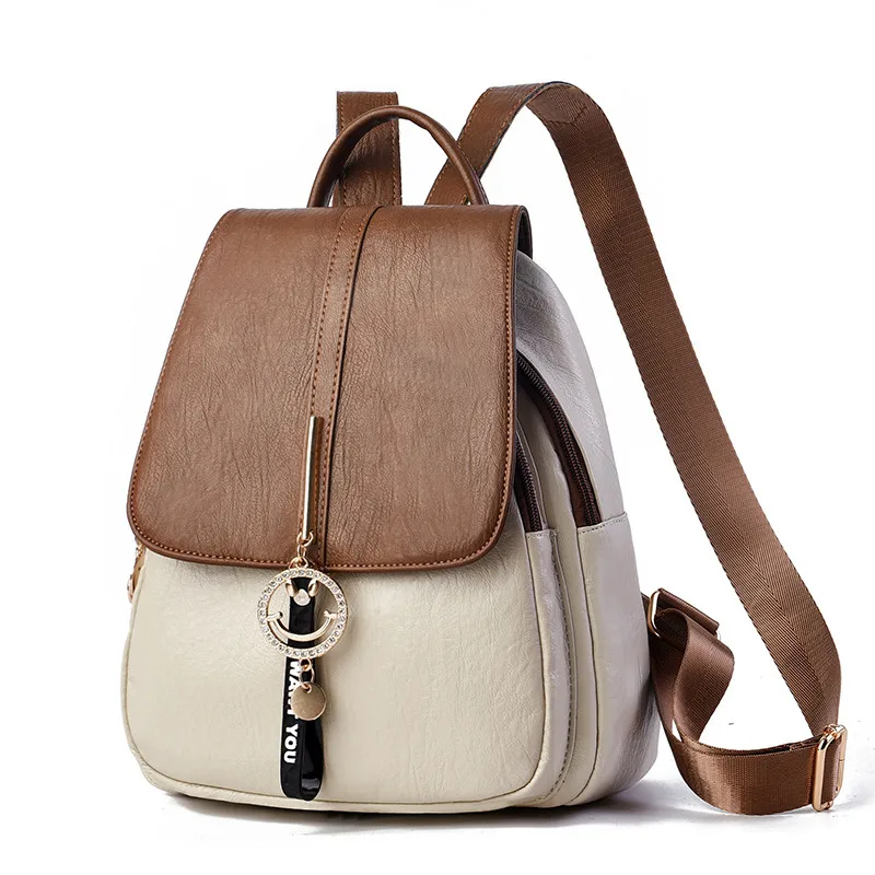 Fuzzy Ball Women's Backpack In Wear-Resistant PU Material, 14 Inch Size, Multicolor Design