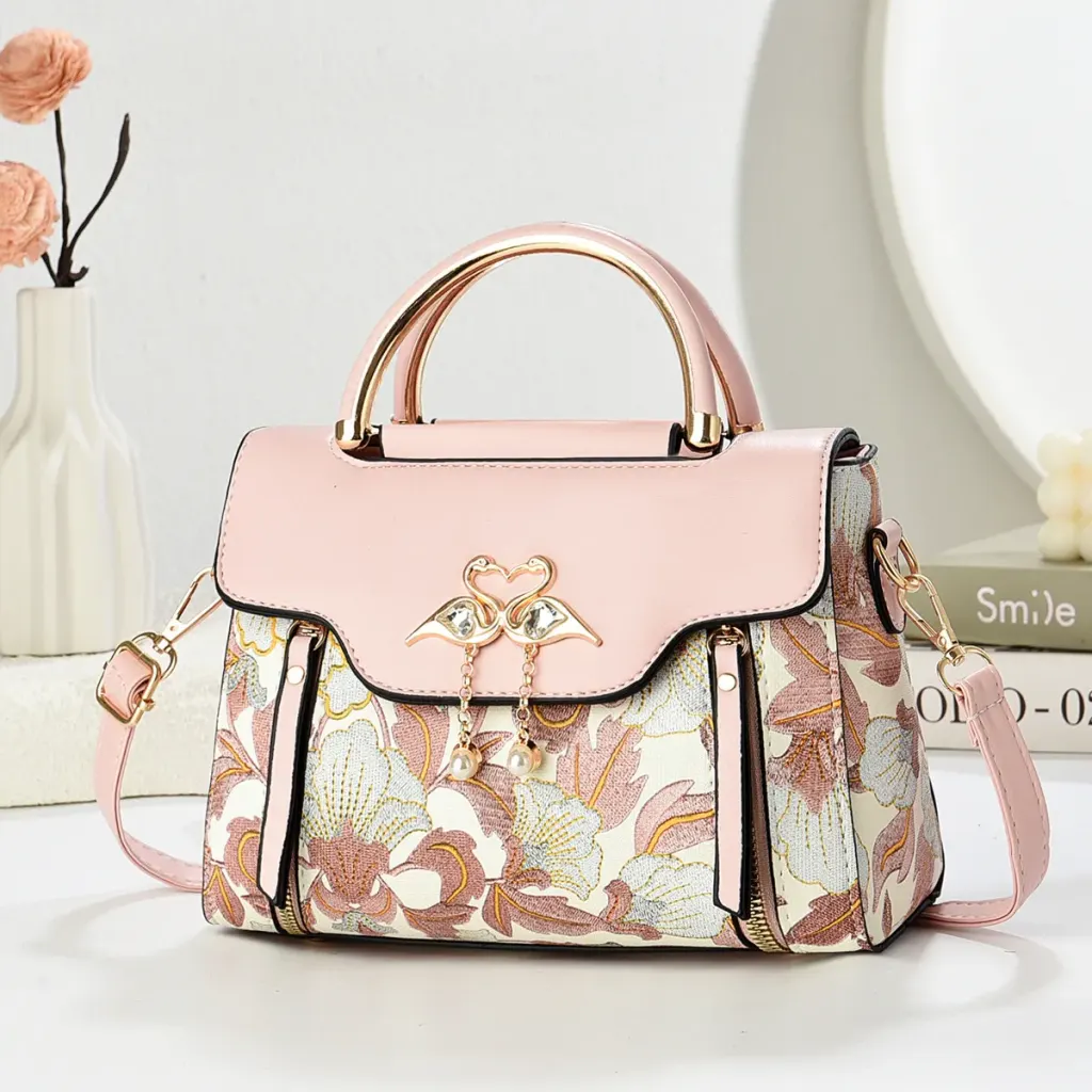 Women’s Color Block Square Handbag In PU Leather With Sewing Thread Detail