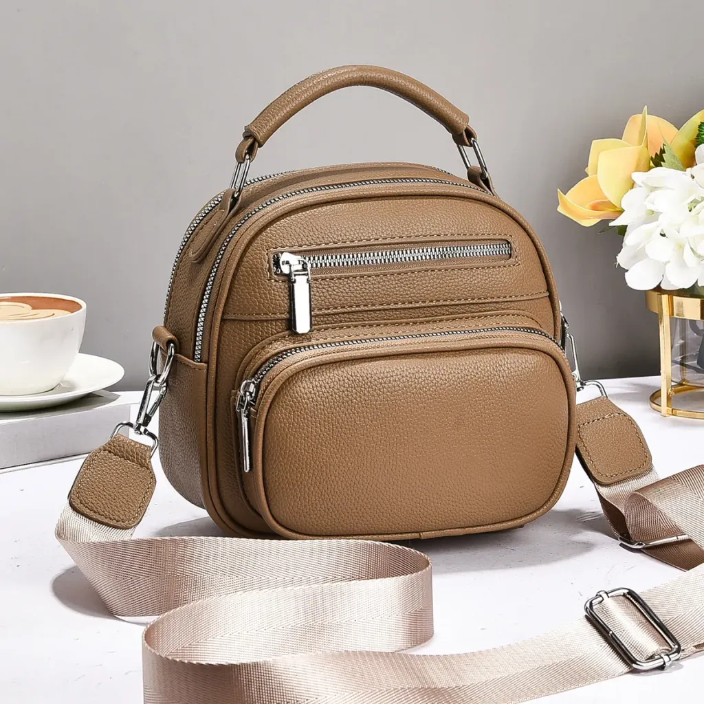 Oval PU Leather Shoulder Bag For Women With Sewing Thread Detail, Featuring Large Capacity And Single Shoulder Strap