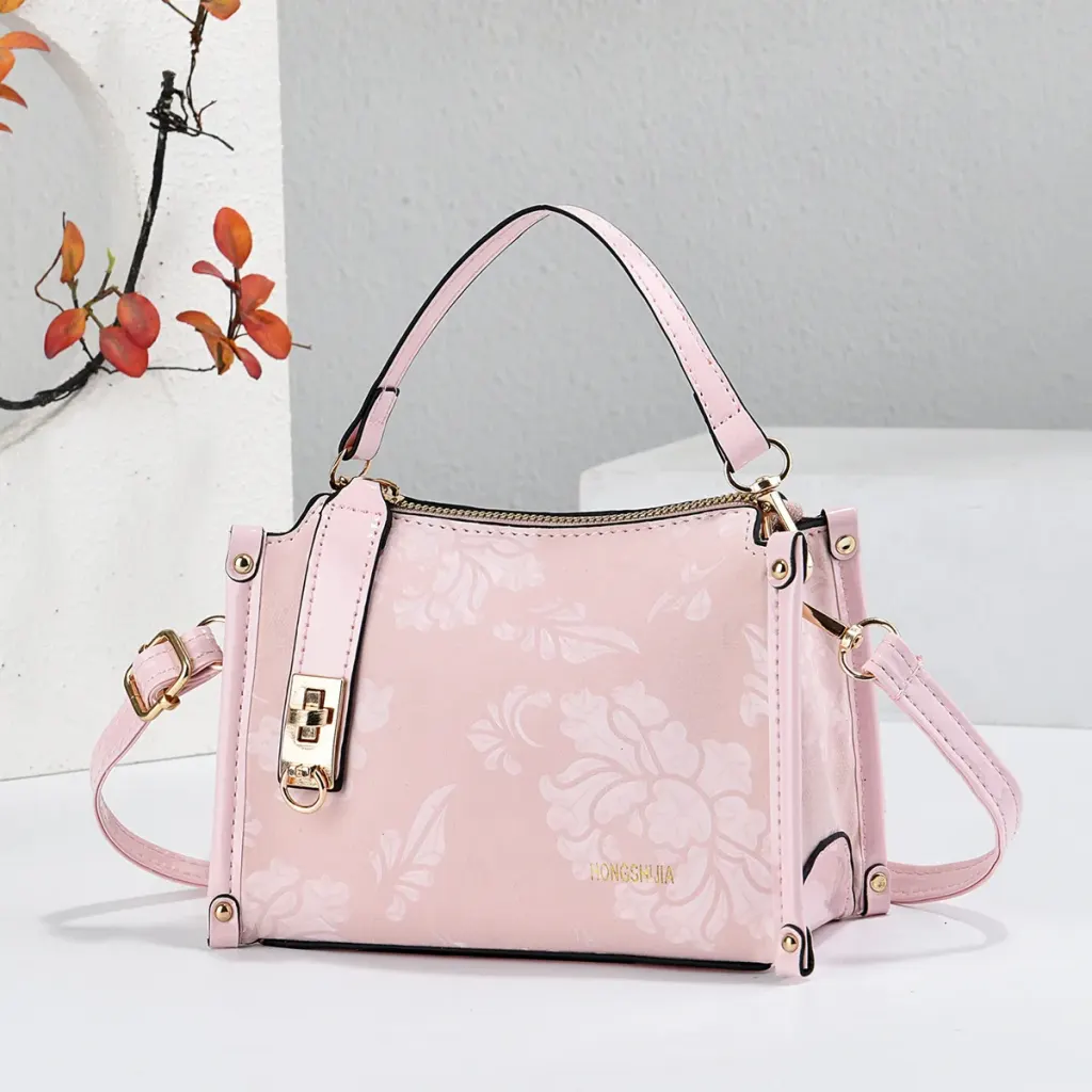 Women’s Square PU Leather Handbag With Sewing Thread Detail, Single Shoulder Strap
