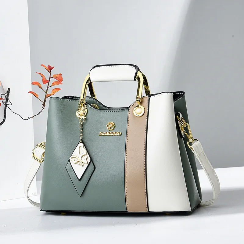 Women’s Color Block Square PU Leather Handbag With Single Shoulder Strap For Summer 2023