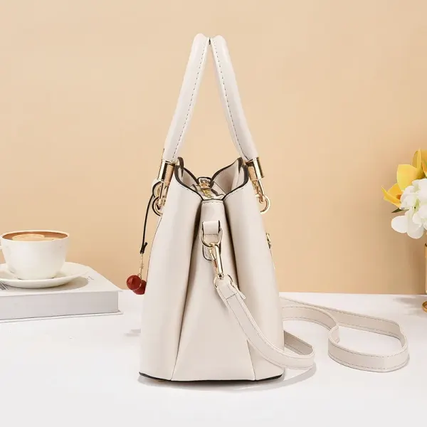 Elegant Large Solid Color Women’s PU Leather Handbag With Drawstring Buckle Closure, Classic Shoulder Bag