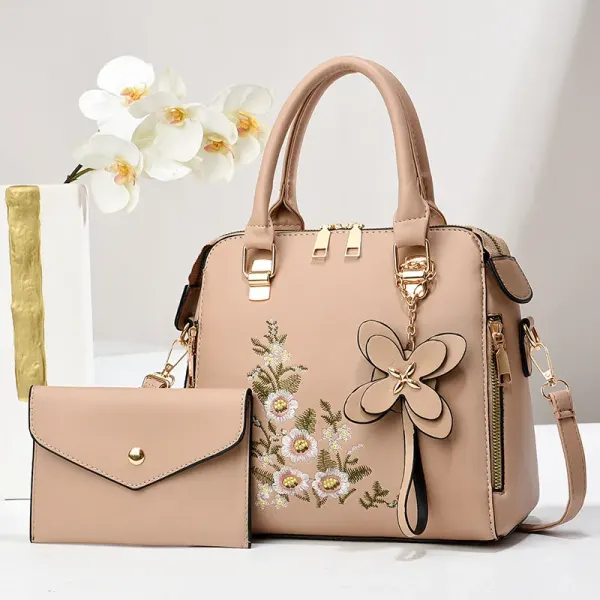 Large Square Urban Minimalist PU Bag Set For Women Featuring Printing And Zipper Closure