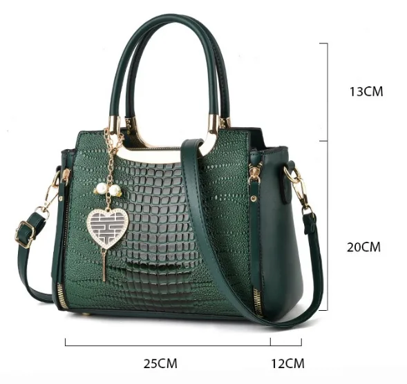 Square PU Crocodile Pattern Ladies Handbag With Single Shoulder Strap