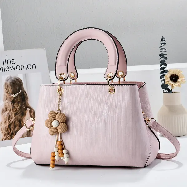 Color Block Square PU Leather Tote Bag For Women With Top Handle