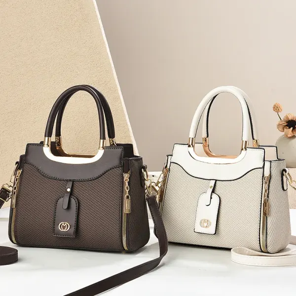 Women’s Square PU Leather Handbag With Top Handle Featuring Large Capacity And Elegant Ornament Design