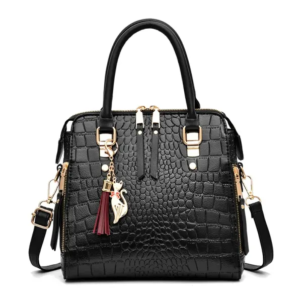 Solid Color Large PU Leather Streetwear Crossbody Shoulder Bag For Women With Zipper Closure