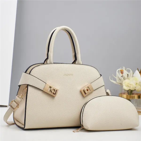 Square PU Bag Set For Women Featuring Sewing Thread Design With Single Shoulder Strap