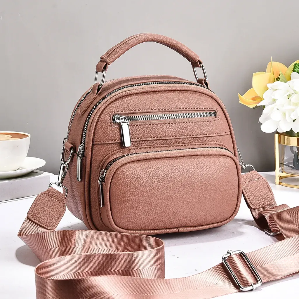 Oval PU Leather Shoulder Bag For Women With Sewing Thread Detail, Featuring Large Capacity And Single Shoulder Strap