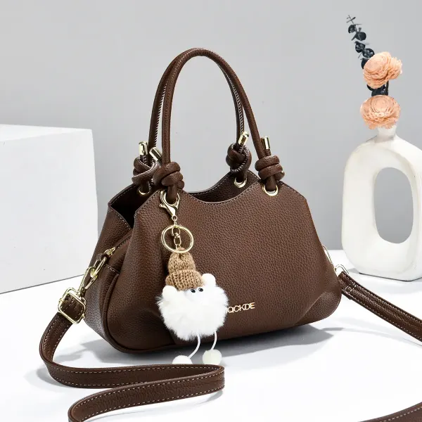Women’s PU Leather Bucket Handbag With Sewing Thread Detail, Summer Style Featuring Top Handle