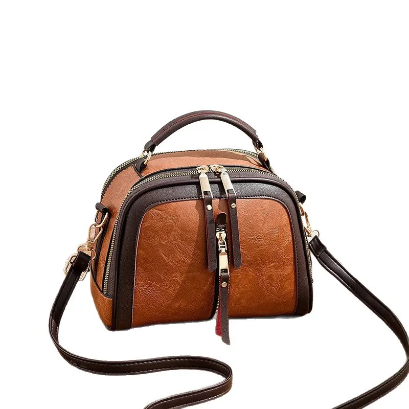 Oval PU Leather Crossbody Bag For Women With Sewing Thread Detail, Featuring Sling Strap