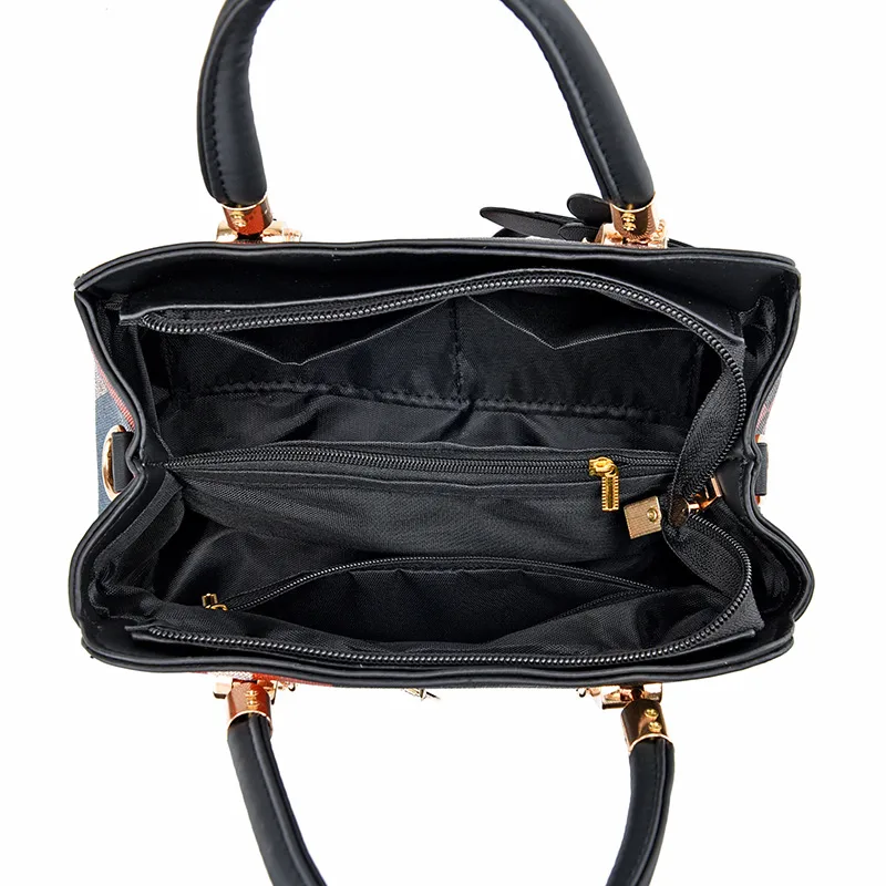 Classic Style Large Color Block PU Leather Women’s Box Bag With Zipper Closure
