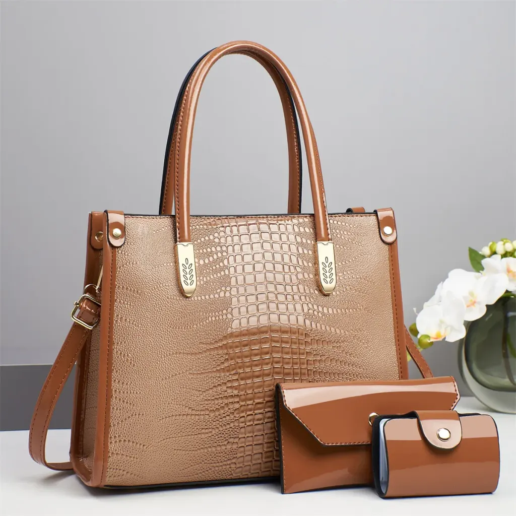 Crocodile Zip Square Bag Set