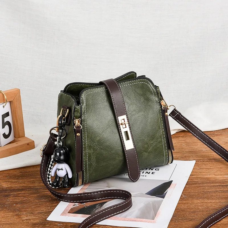 Women PU Leather Bucket Bag With Printing Pattern, Sling Strap