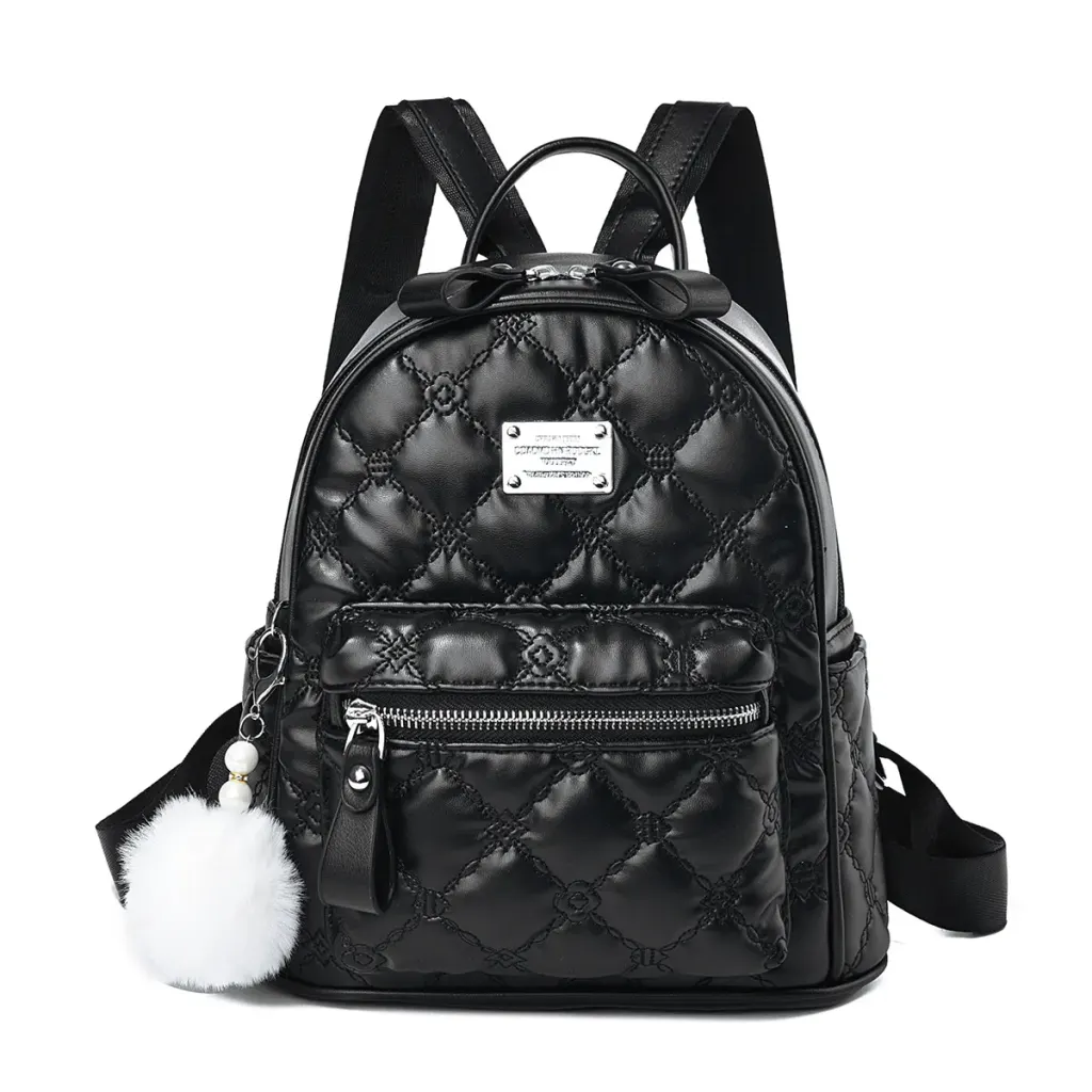 Lingge Women's Backpack In PU Material With Sewing Thread Detail, Stylish Summer Bag For Women