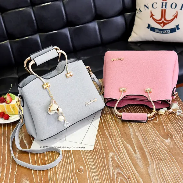 Women’s PU Leather Bucket Handbag With Sewing Thread Detail, Top Handle