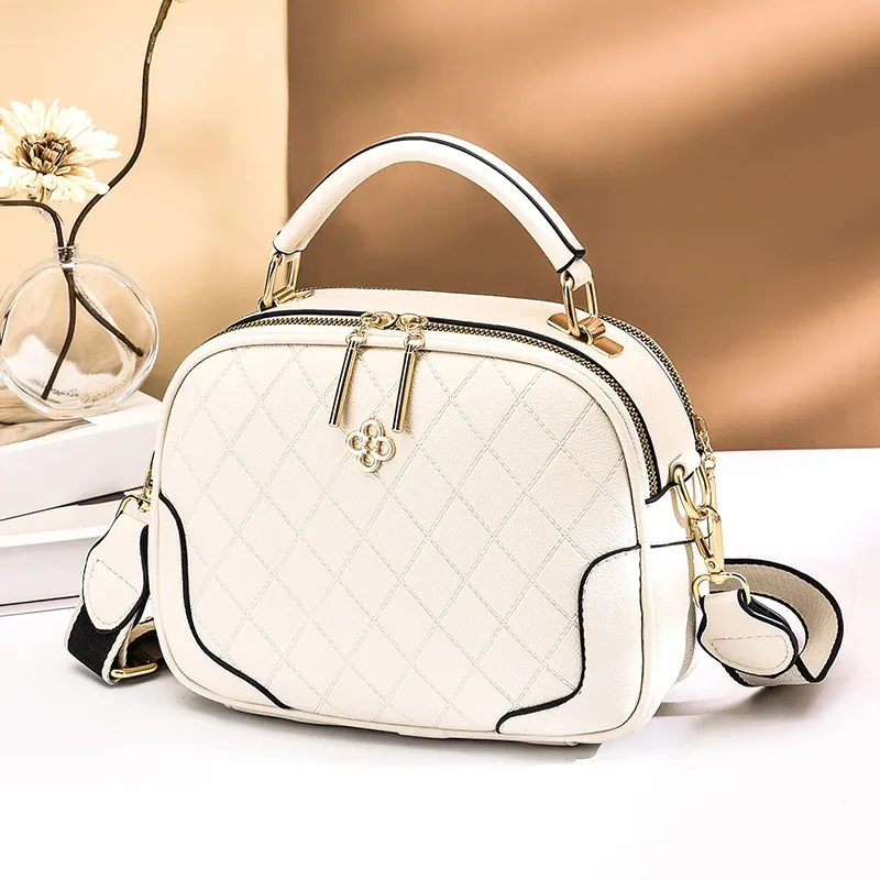 Elegant Solid Color Medium PU Leather Handbag For Women With Zipper Closure