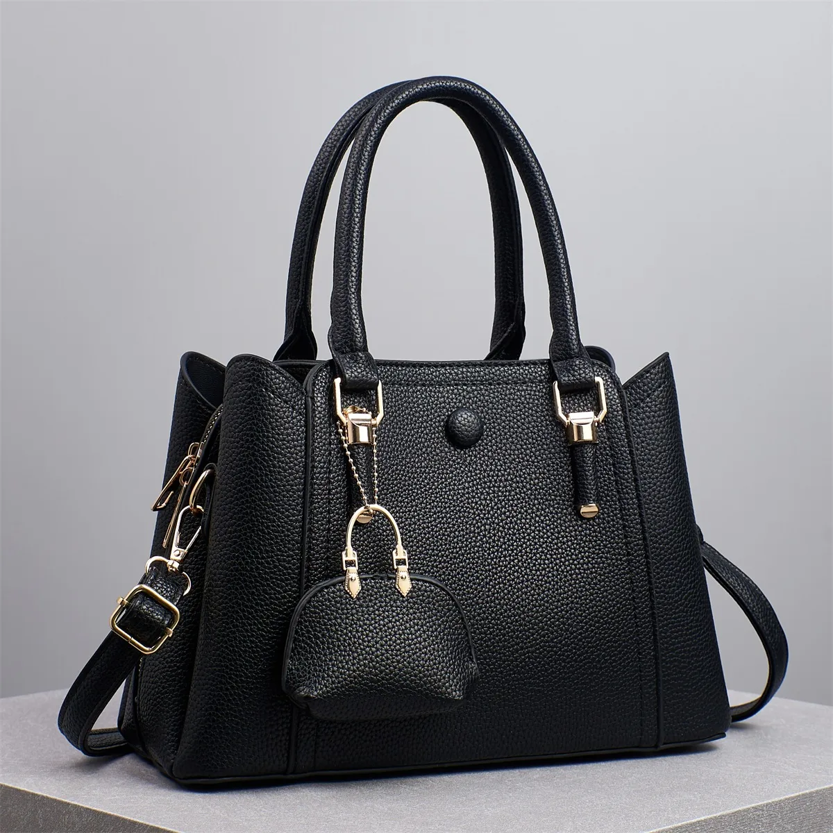 Women’s Square Shoulder Bag Featuring PU Leather Splicing And Sewing Thread Detail Main image