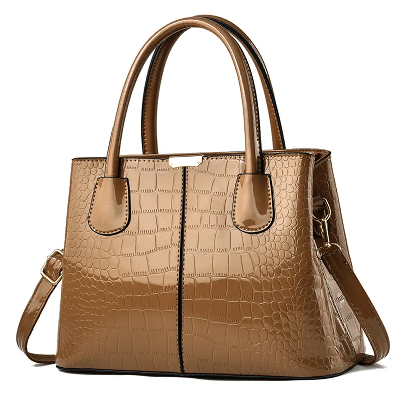 Elegant Large Solid Color PU Leather Crossbody Bag For Women With Zipper Closure, Top Handle Design