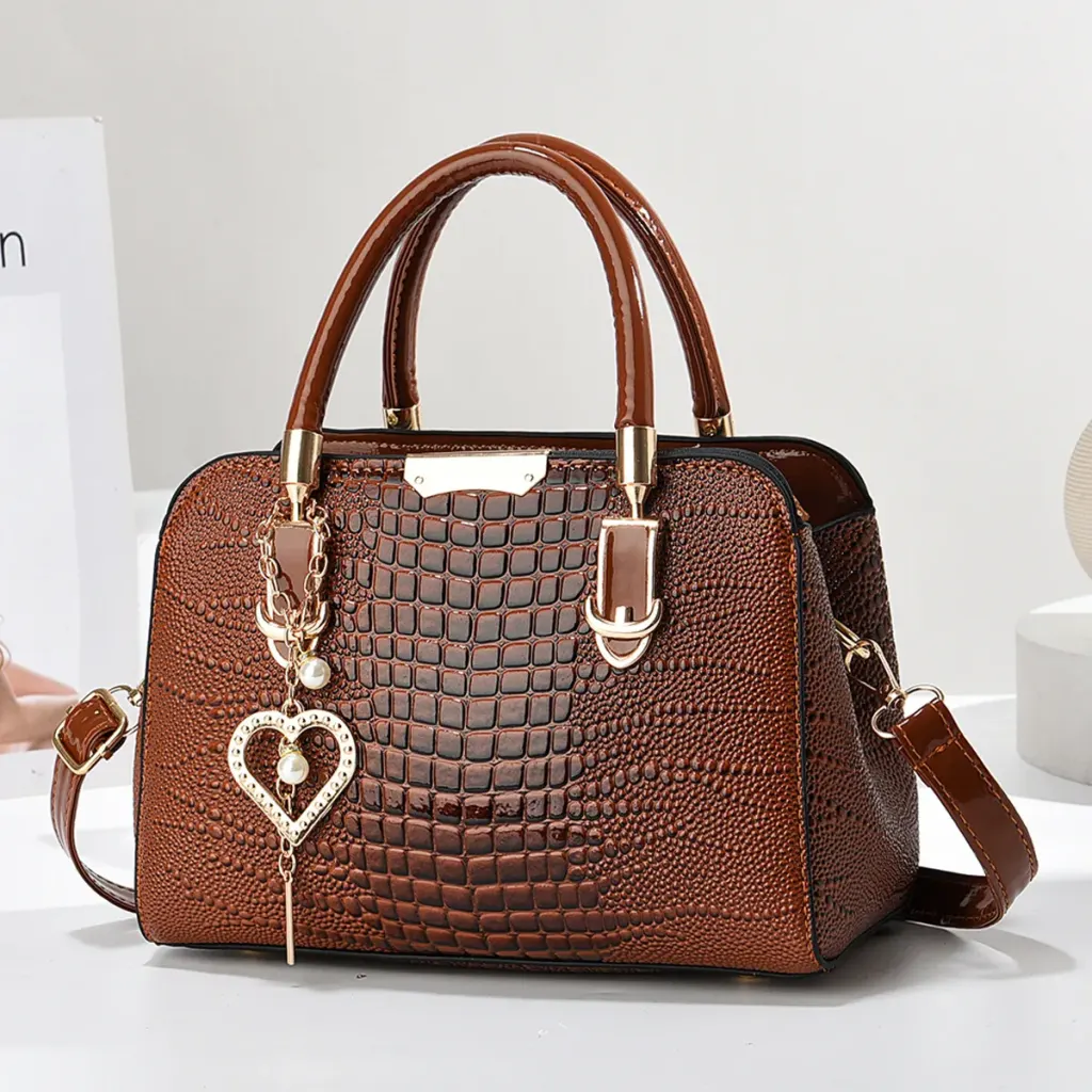 Square PU Crocodile Pattern Shoulder Bag For Women With Single Shoulder Strap Stylish Ladies Shoulder Bag