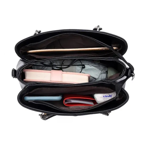 Large Color Block Basic PU Leather Women’s Zipper Closure Shoulder Bag, Stylish Single Shoulder Design