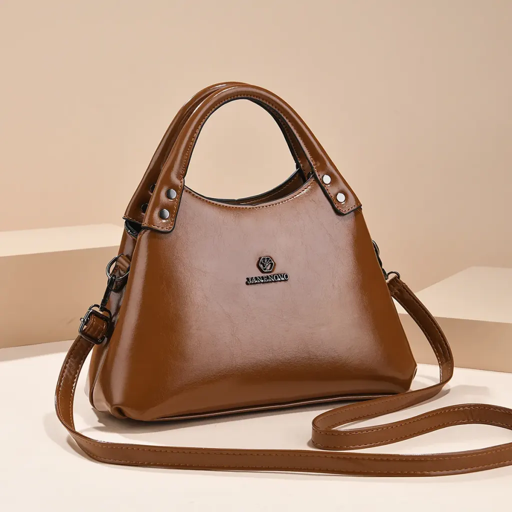 Square PU Leather Tote Bag For Women Featuring Sewing Thread Design With Top Handle