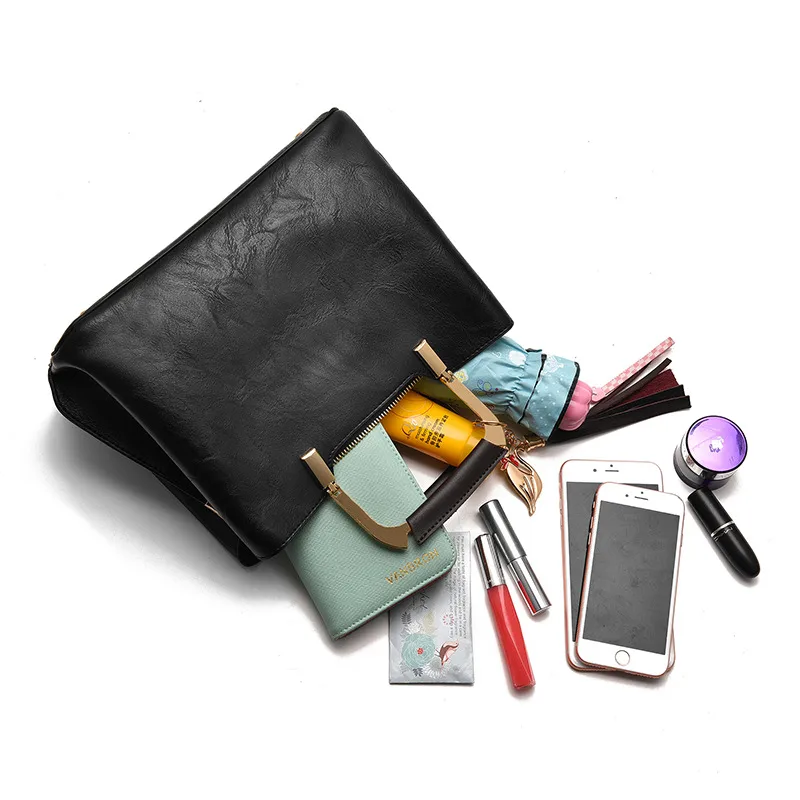 Large Solid Color Pu Leather Women’s Crossbody Shoulder Bag With Zipper Closure In Retro European And American Style