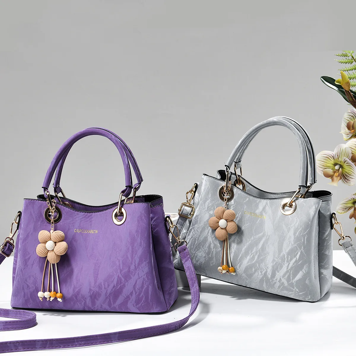 Square PU Leather Tote Bag For Women With Sewing Thread Detail And Top Handle