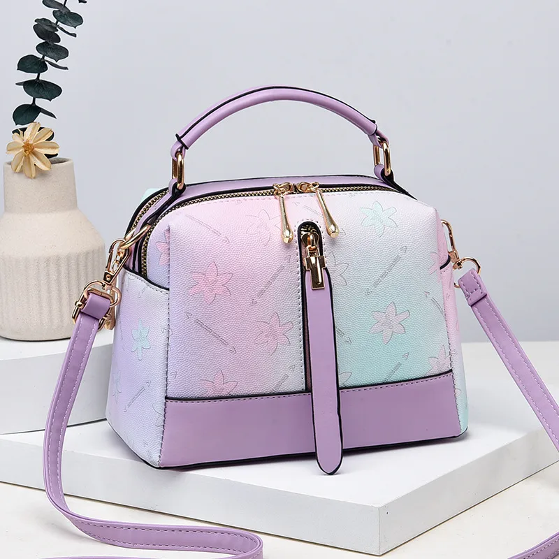 Classic Style Medium PU Leather Color Block Handbag For Women With Zipper Closure Main image