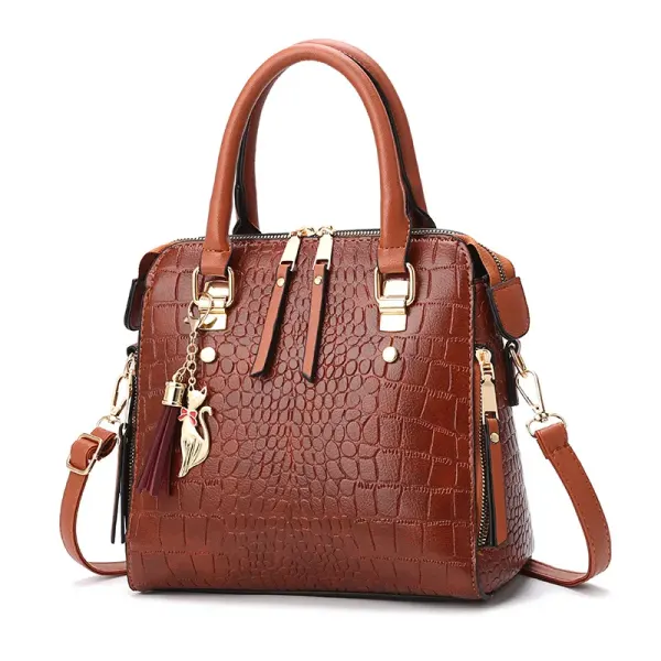 Solid Color Large PU Leather Streetwear Crossbody Shoulder Bag For Women With Zipper Closure
