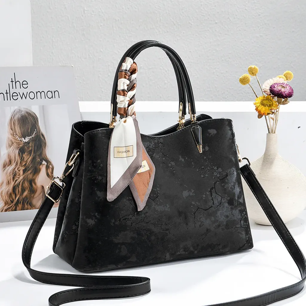 Ombre Square PU Leather Tote Bag For Women Featuring Sewing Thread Design