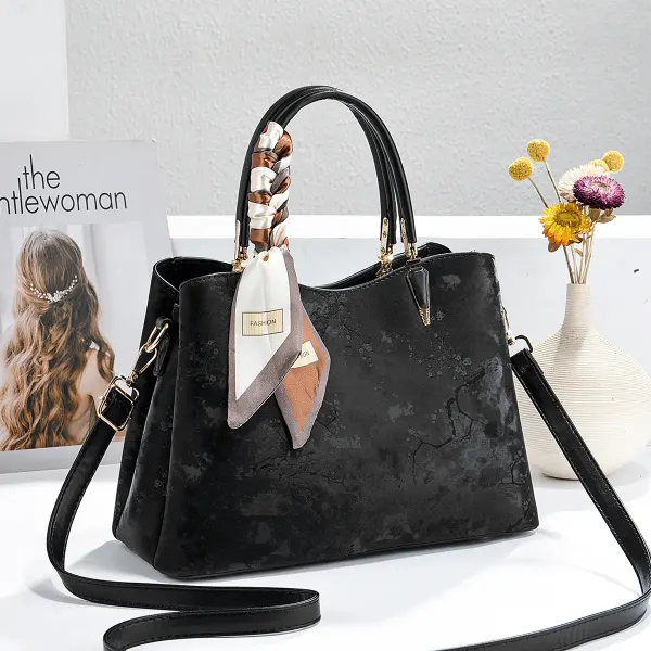 Ombre Square PU Leather Tote Bag For Women Featuring Sewing Thread Design