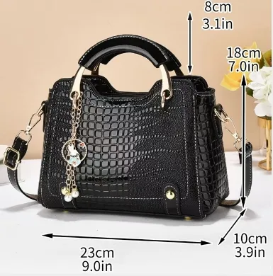 Square PU Crocodile Pattern Shoulder Bag For Women With Single Shoulder Strap Stylish Ladies Shoulder Bag