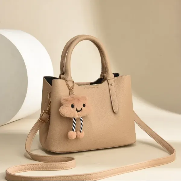 Women’s Square PU Leather Handbag With Sewing Thread Detail, Large Capacity, Single Shoulder Strap
