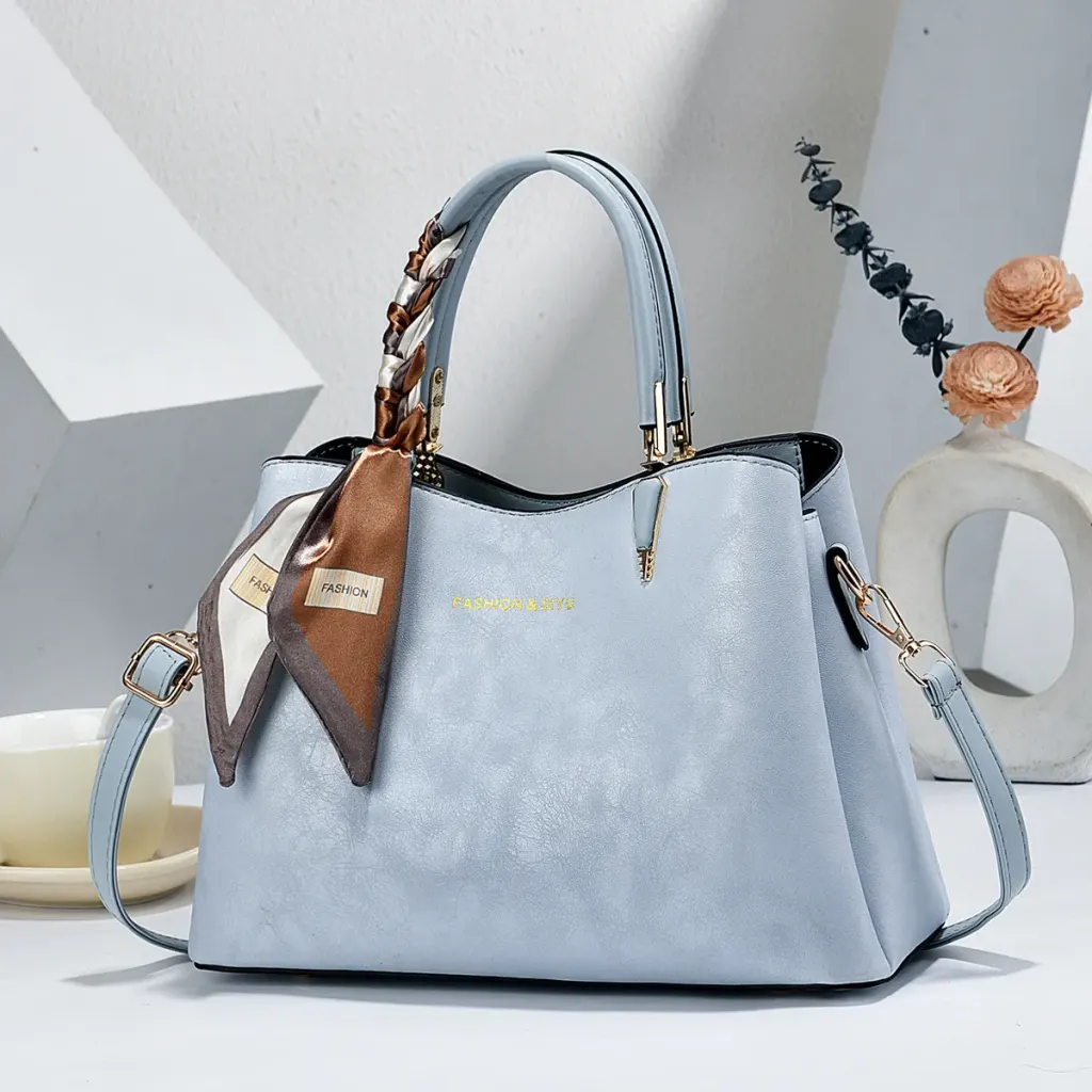 Women’s Square PU Leather Tote Bag With Sewing Thread Detail, Top Handle