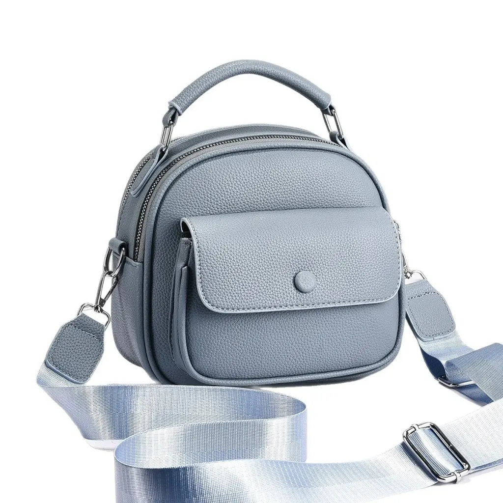 Round PU Leather Handbag For Women Featuring Sewing Thread Design With Top Handle