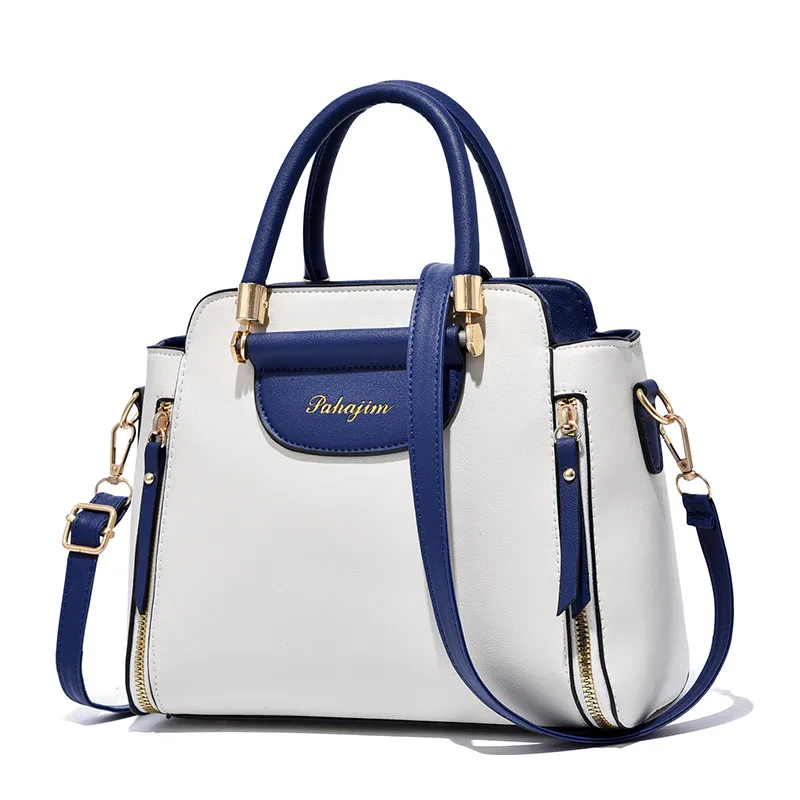 Large Solid Color PU Leather Crossbody Bag For Women With Zipper Closure In Retro European And American Style